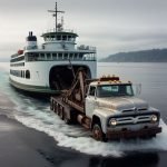 WA state ferry being towed